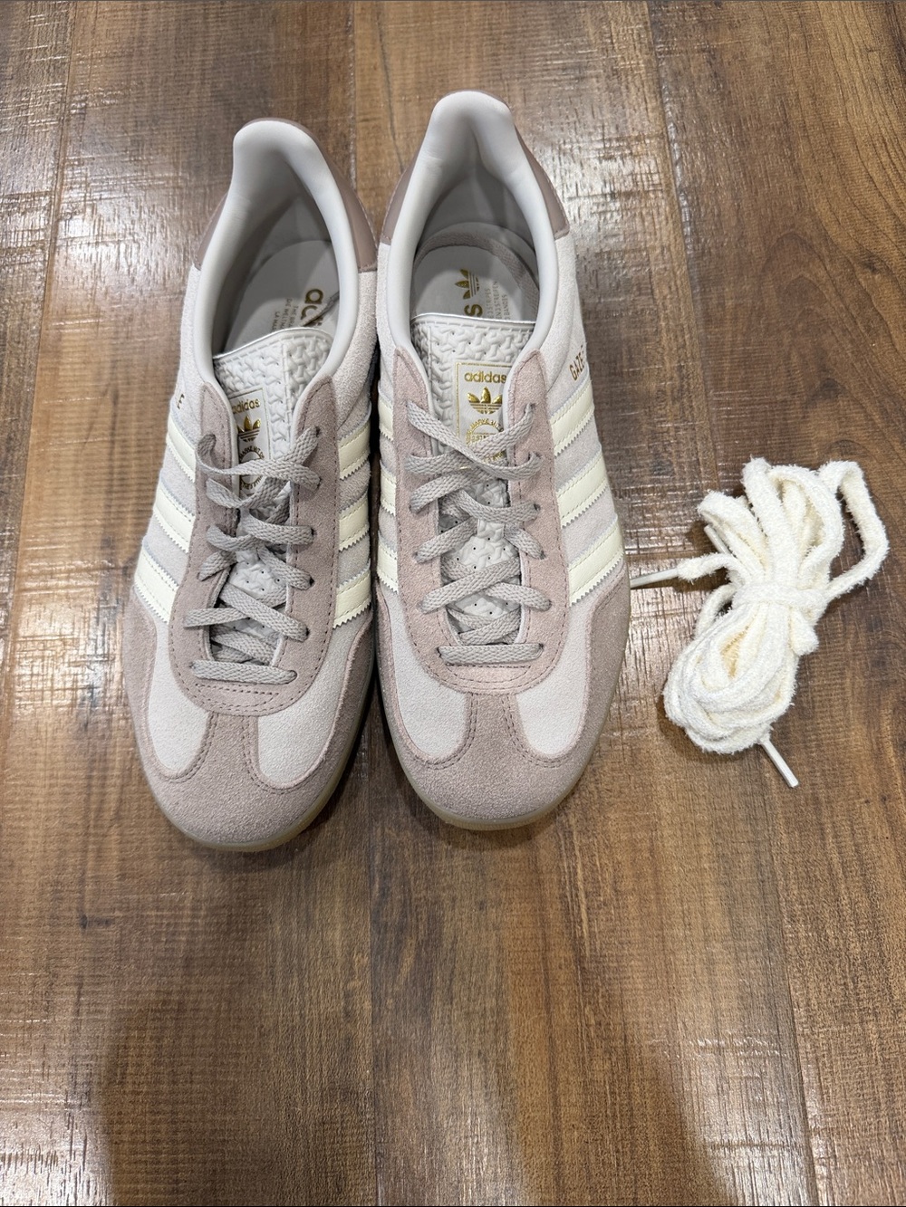 adidas Women’s Suede Sneakers in Blush and Off-White
